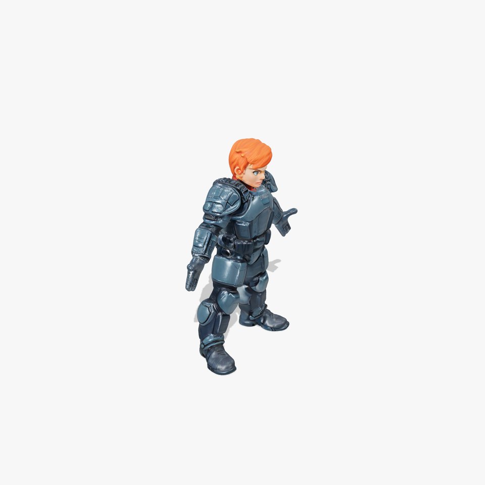 Animated Rigged D Character Model with Armor and Red Hair