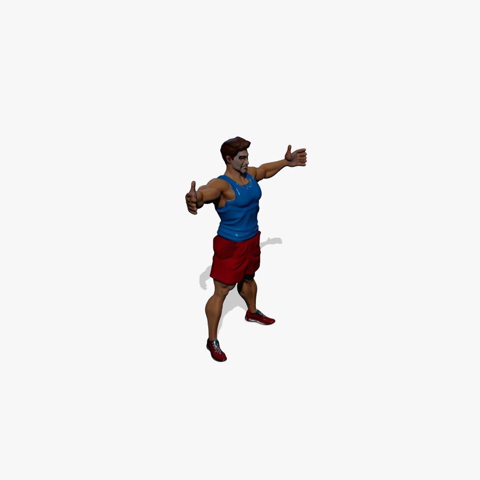 Athletic Male Character Rigged and Animated for D Games