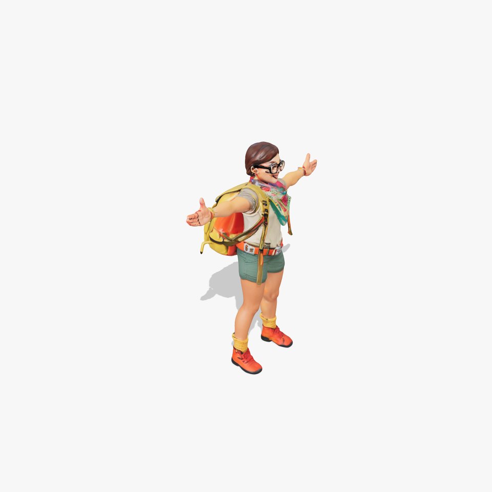 Adventure Girl Rigged and Animated D Character Model