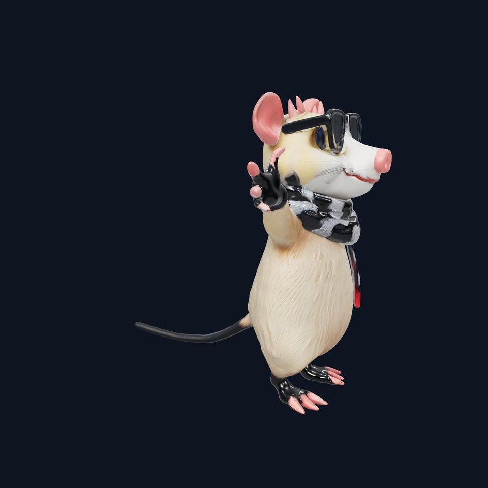 Cool Mouse Character  Rigged and Animated with Accessories