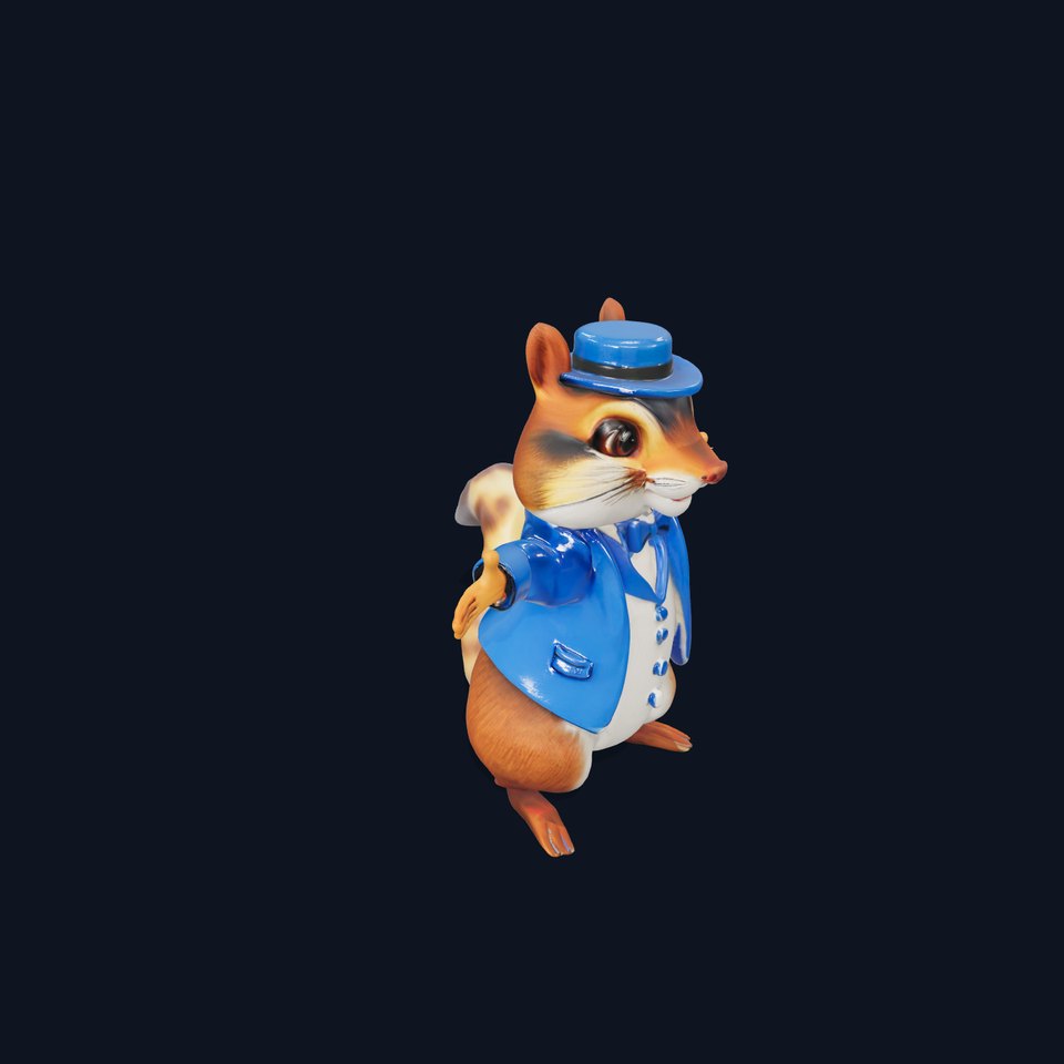 Charming Squirrel in Blue Tuxedo Rigged and Animated Character Model
