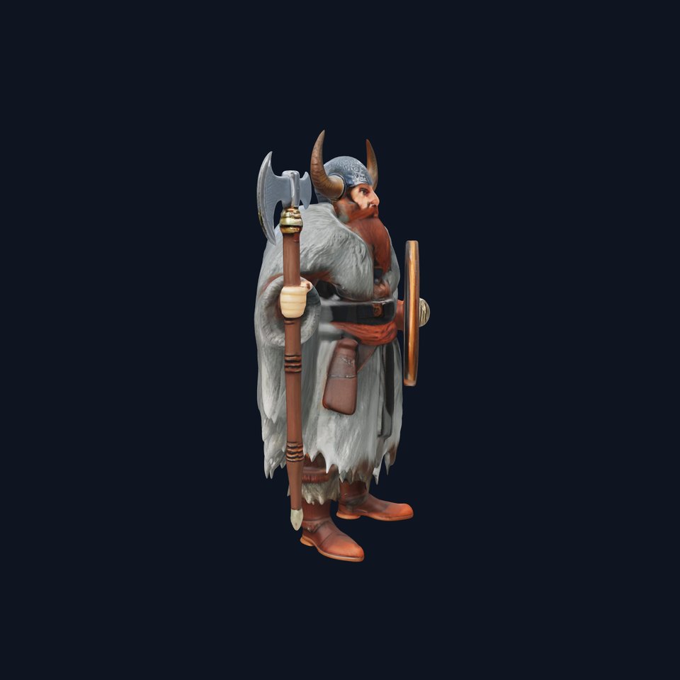 Viking Warrior with Axe and Shield Rigged and Animated