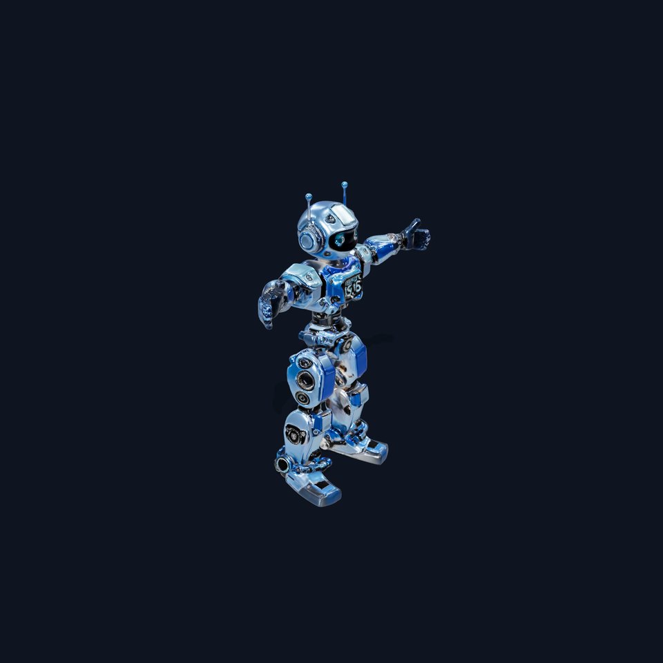Blue Robot Character Rigged And Animated  Detailed Model