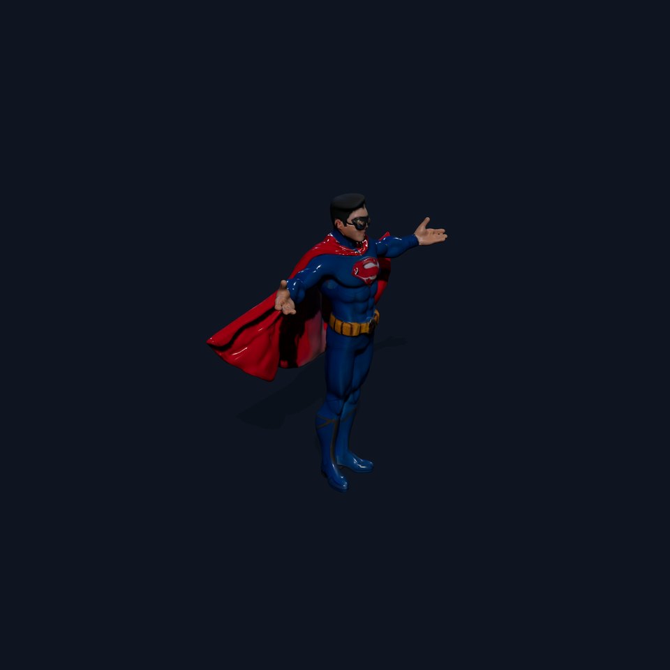 Superhero Character Model  Rigged and Animated