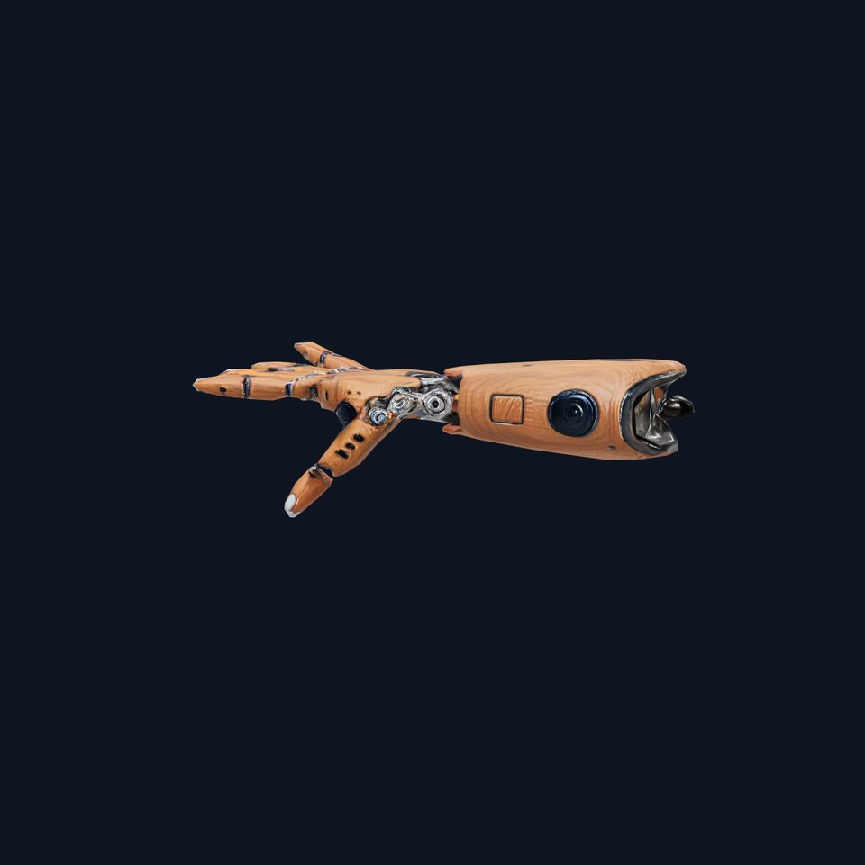 Wooden Robotic Hand model pack with PBR Textures