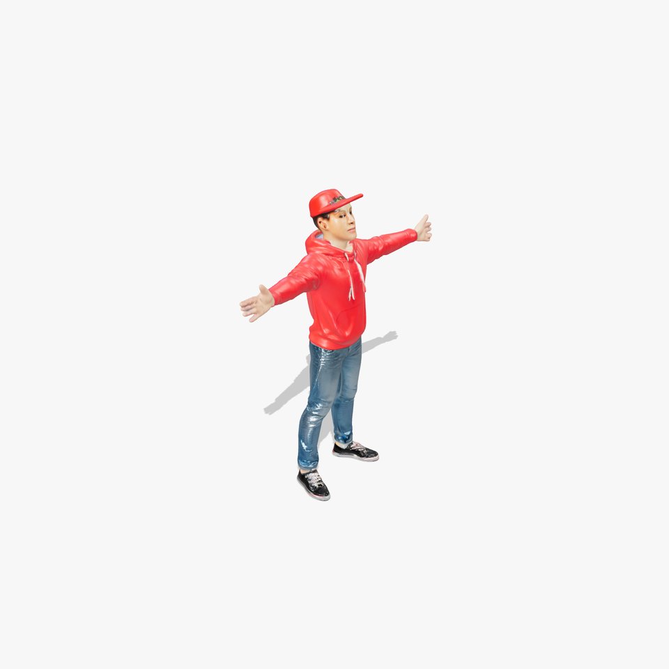 Casual Male Character in Red Hoodie Model Pack