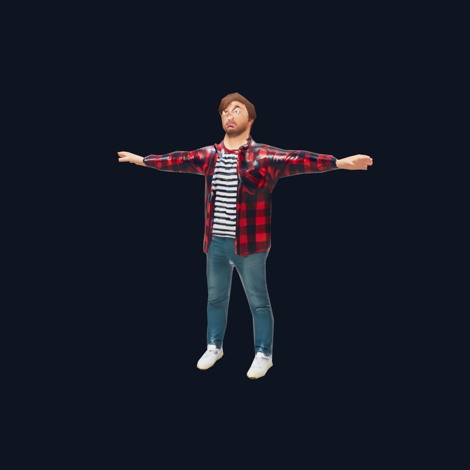 Casual Male Character with Plaid Shirt Model Pack