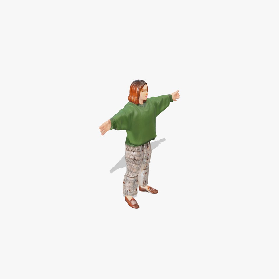 Casual Outfit Model Pack with Green Sweater and Plaid Pants