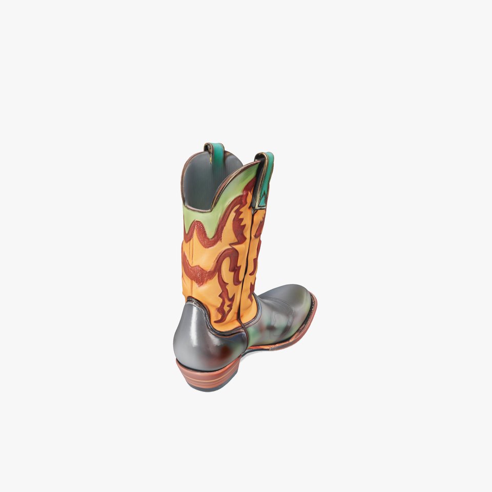 Western Cowboy Boot Model Pack with Decorative Pattern