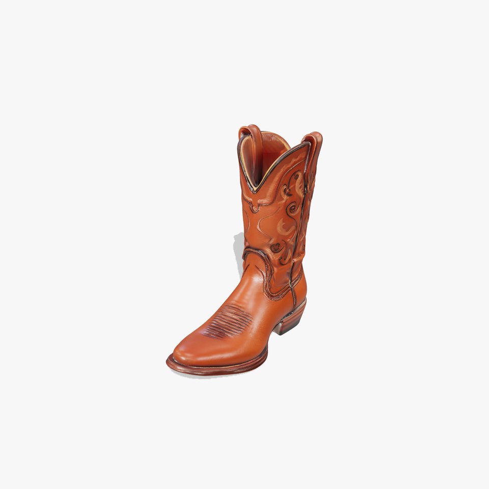 Cowboy Leather Boot Model Pack with Decorative Embroidery