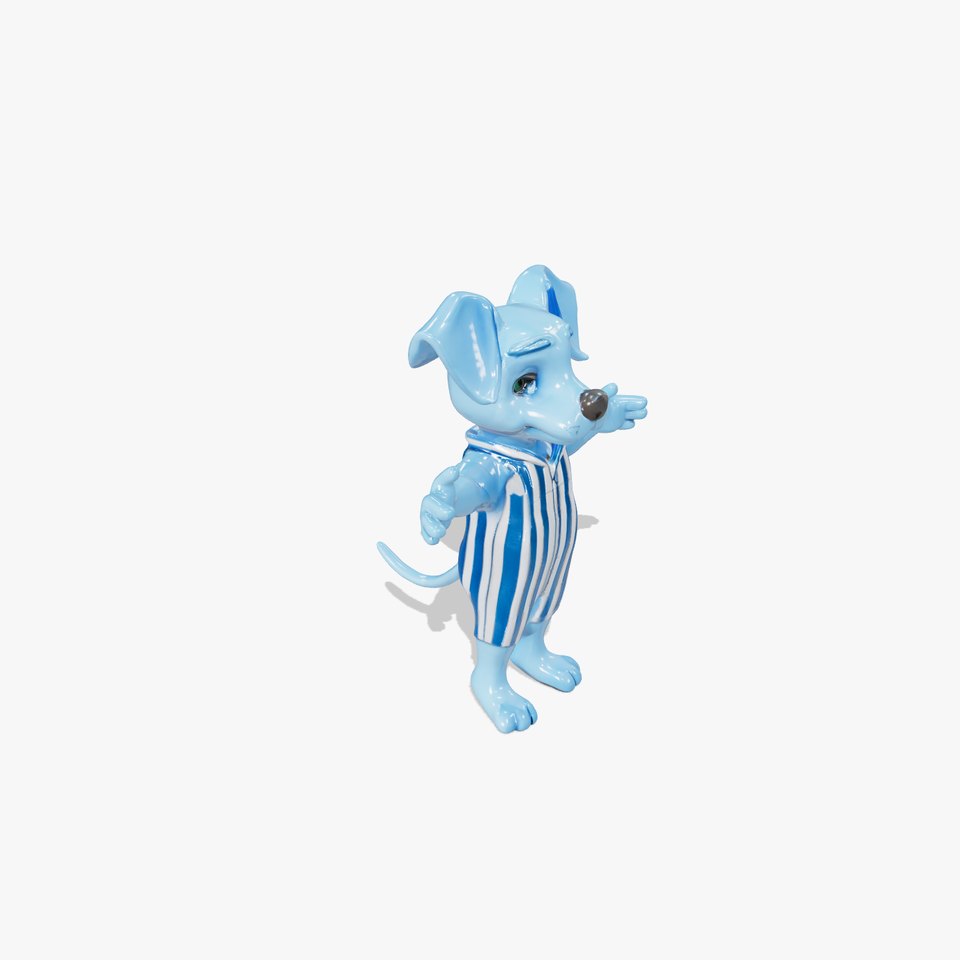 Blue Dog Character Model Rigged and Animated for Games