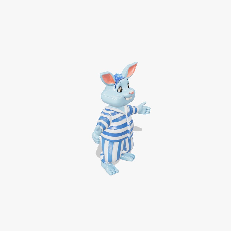 Blue Bunny Rigged and Animated Character Model in Pajamas