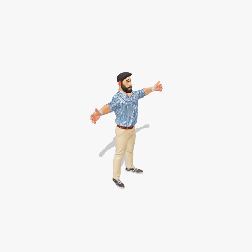 Casual Male Character Model Pack with Striped Shirt
