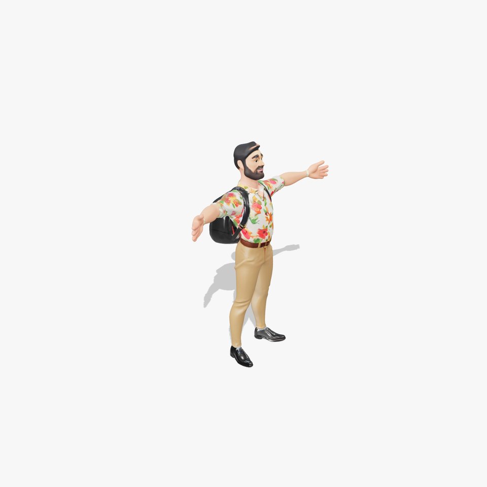 Casual Male Character with Floral Shirt Model Pack
