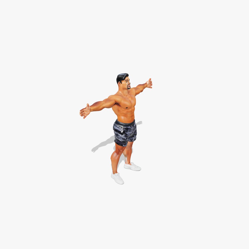 Muscular Athletic Male Character Model Pack with Camouflage Shorts