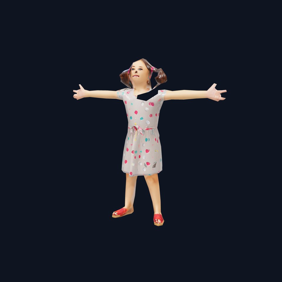 Cheerful Child in Polka Dot Dress Model Pack