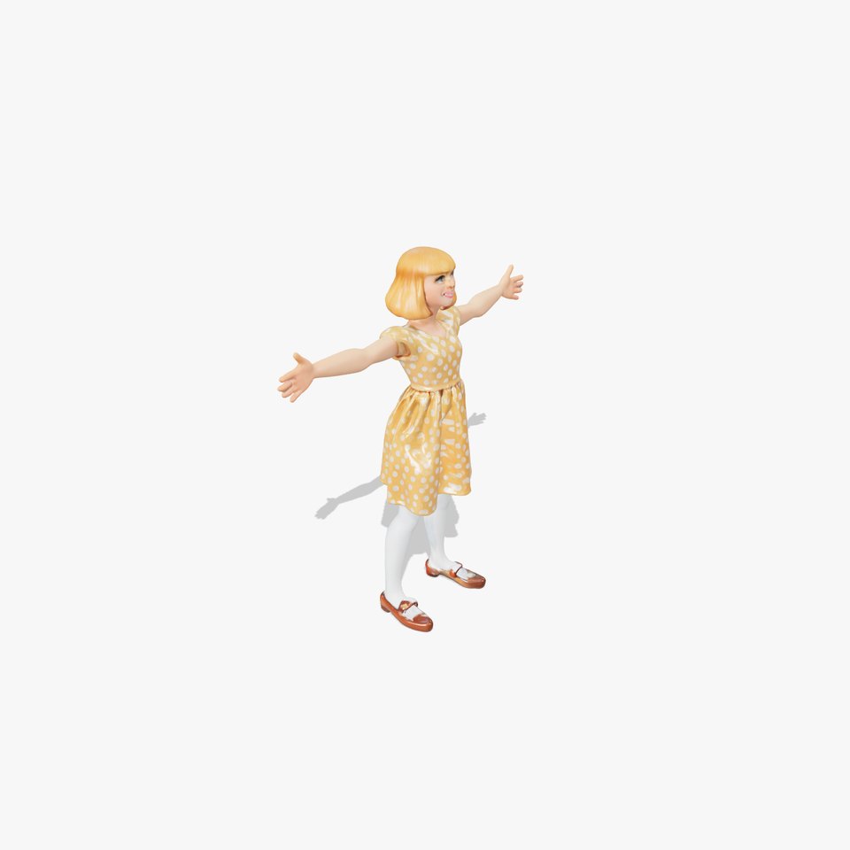Cheerful Girl in Polka Dot Dress Model Pack
