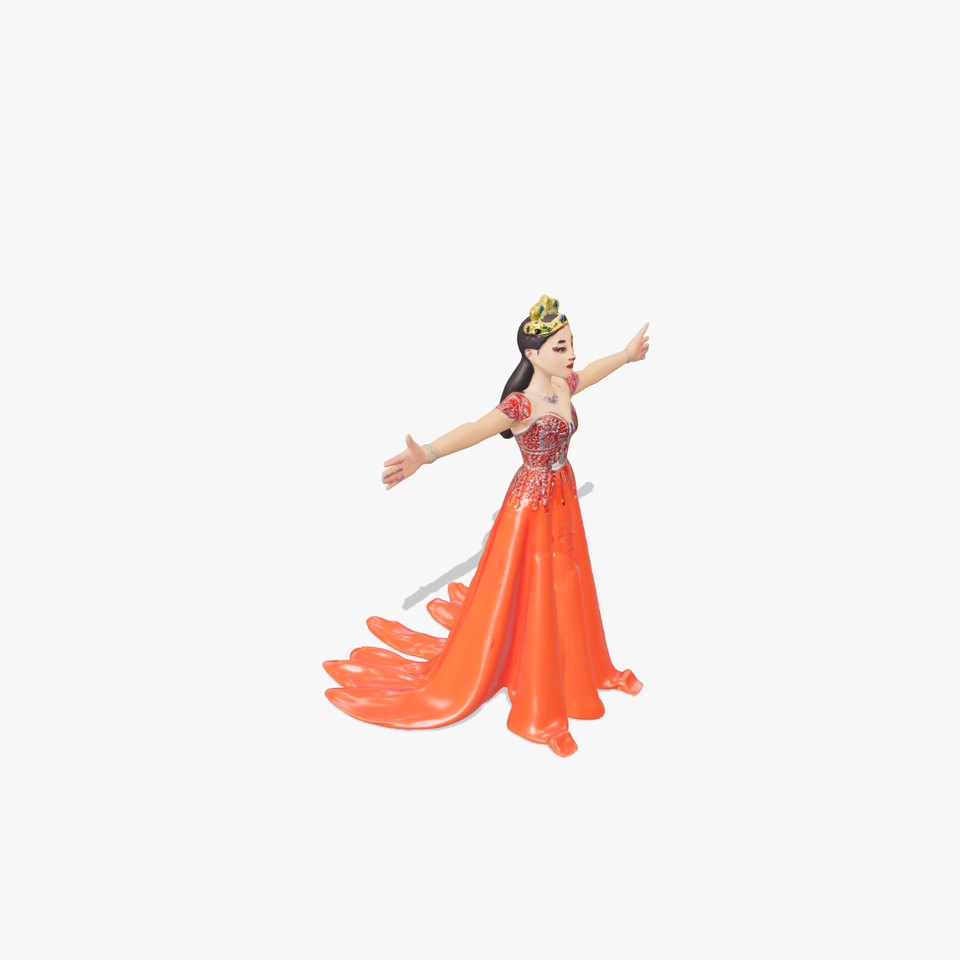 Elegant Princess Dress Model Pack with Crown