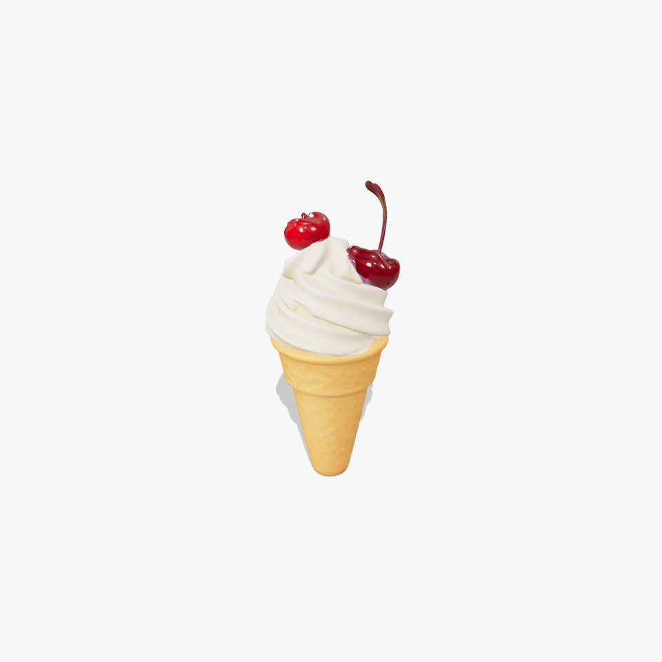 Cherry Vanilla Ice Cream Cone model pack