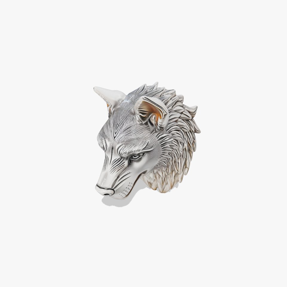 Silver Wolf Head Sculpture model pack