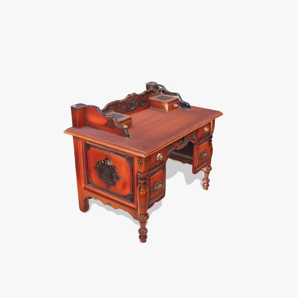 Ornate Wooden Desk model pack