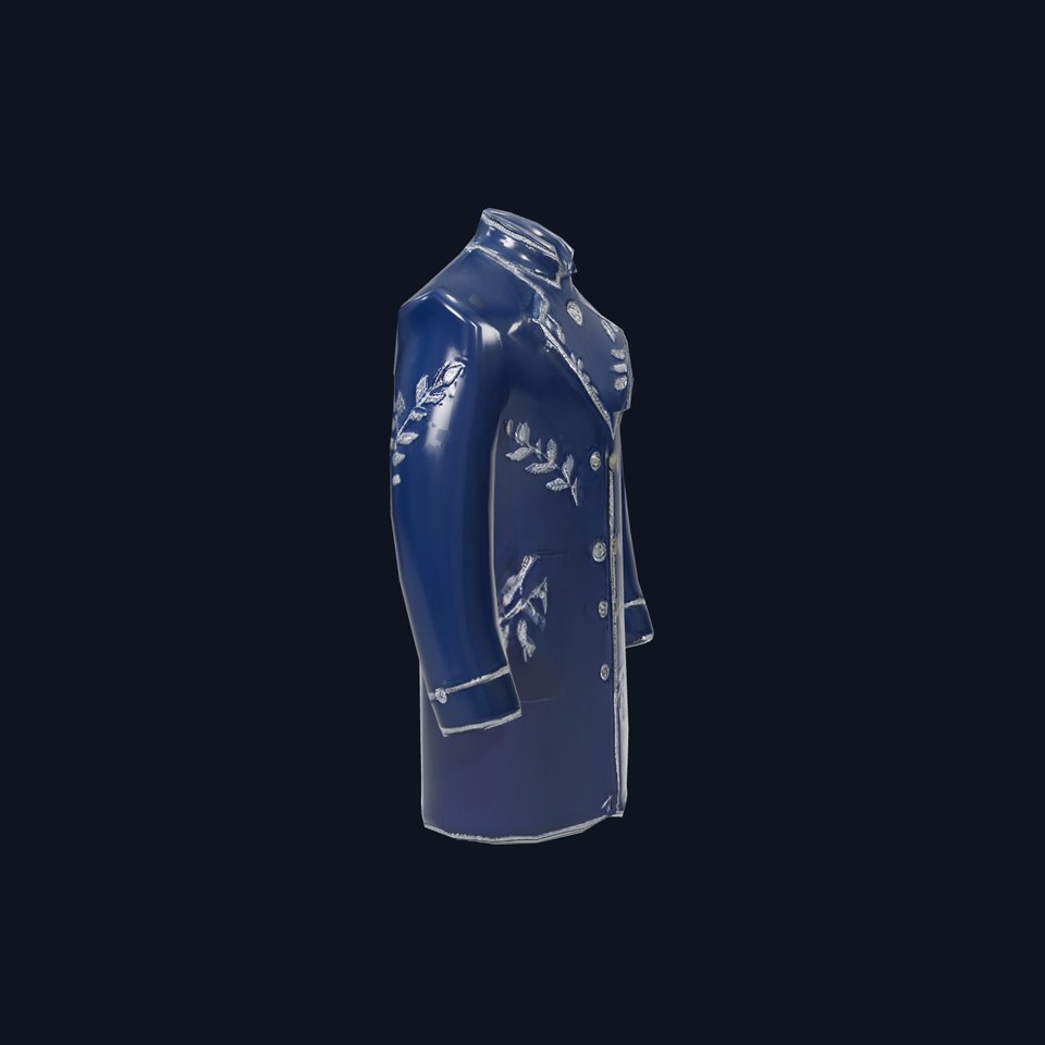 Navy Embroidered Coat model pack