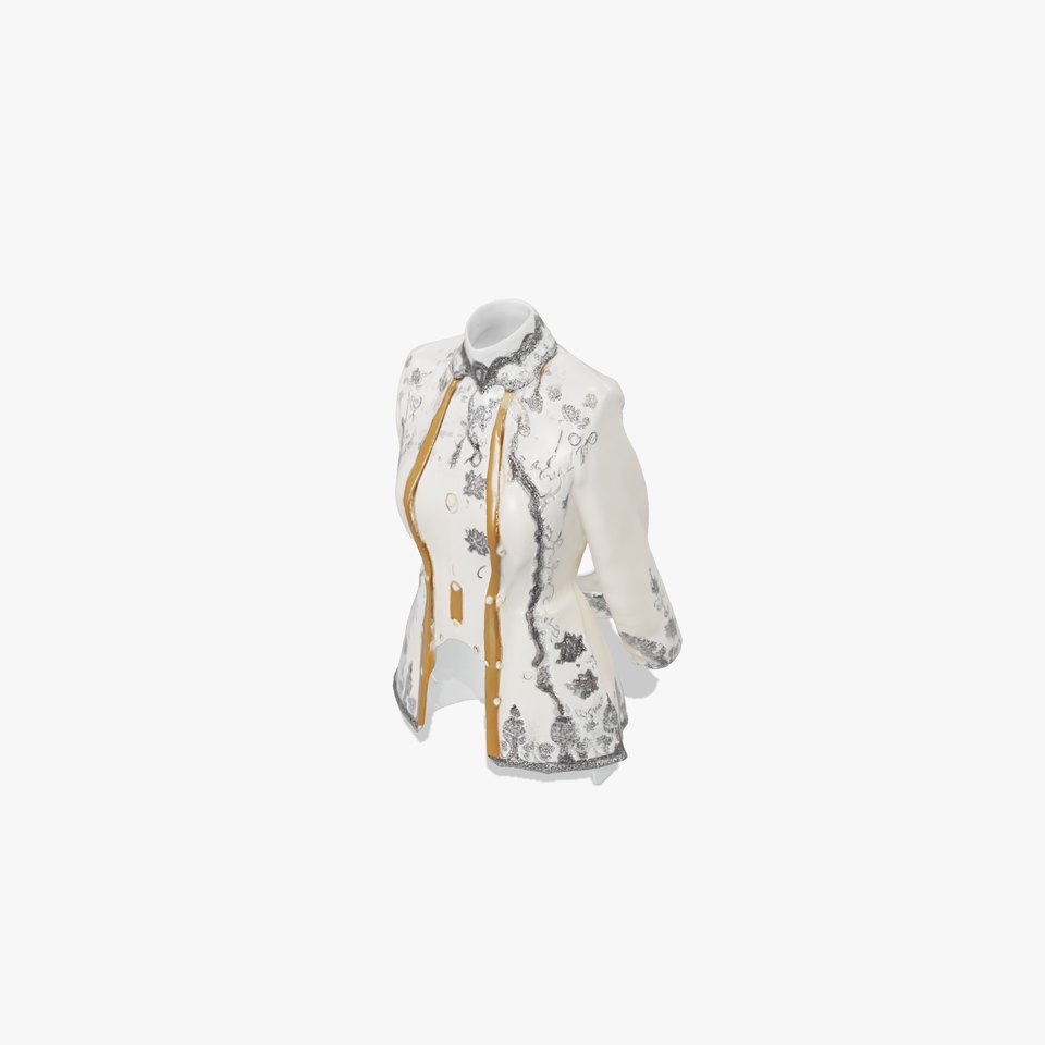 Elegant White Floral Jacket model pack