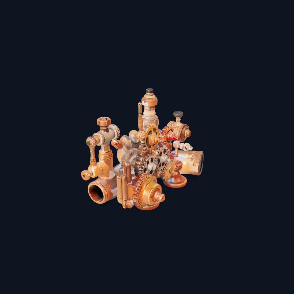 Industrial Brass Gear Assembly model pack