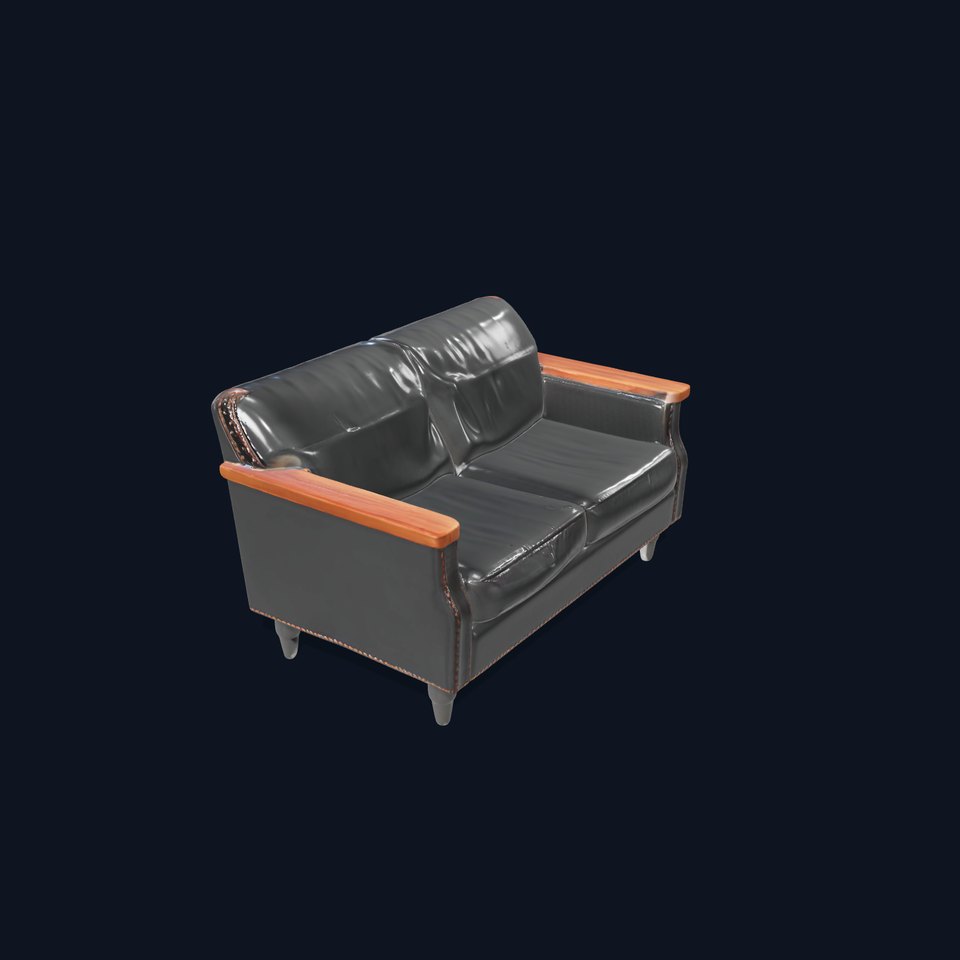 Elegant Black Leather Sofa model pack