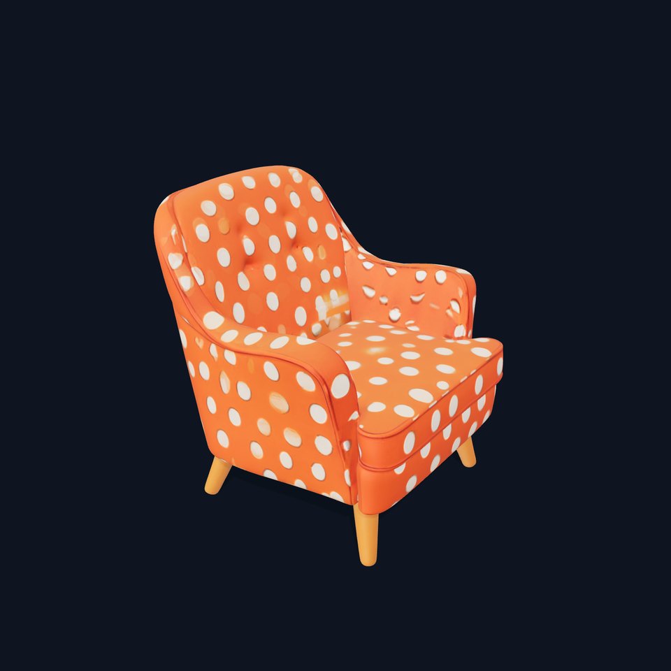 Polka Dot Orange Chair model pack