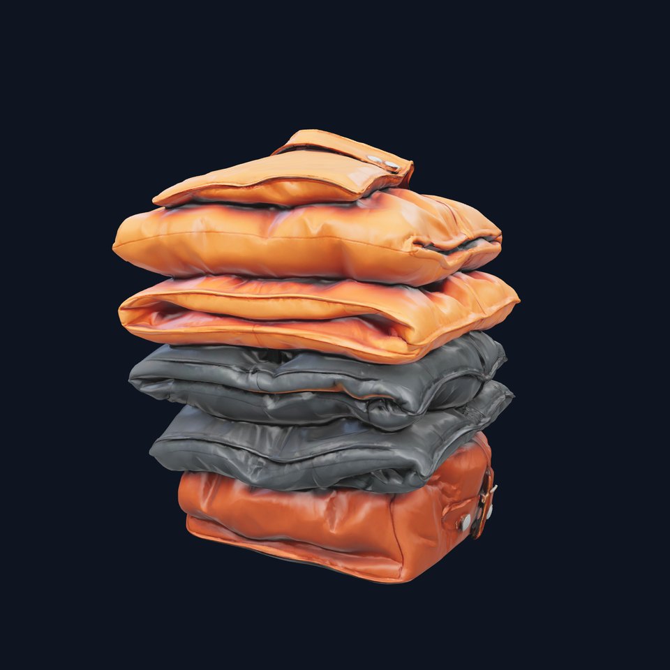 Stacked Leather Cushions model pack