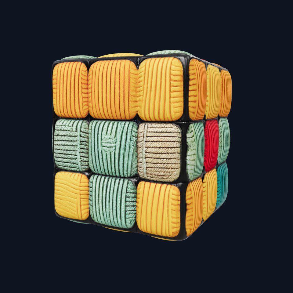 Colorful Yarn Wrapped Cube model pack