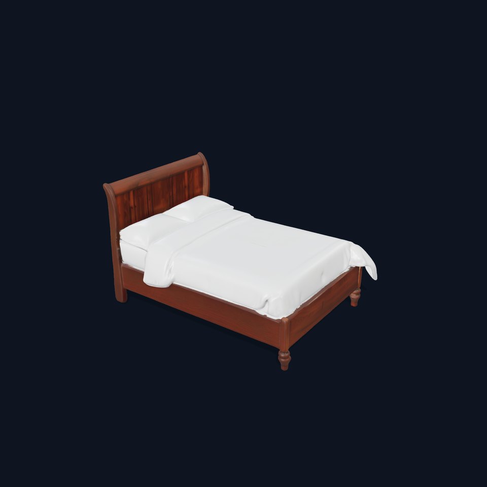 Walnut Sleigh Bed model pack