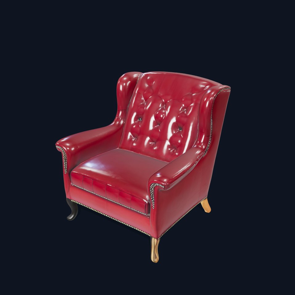 Elegant Burgundy Armchair model pack