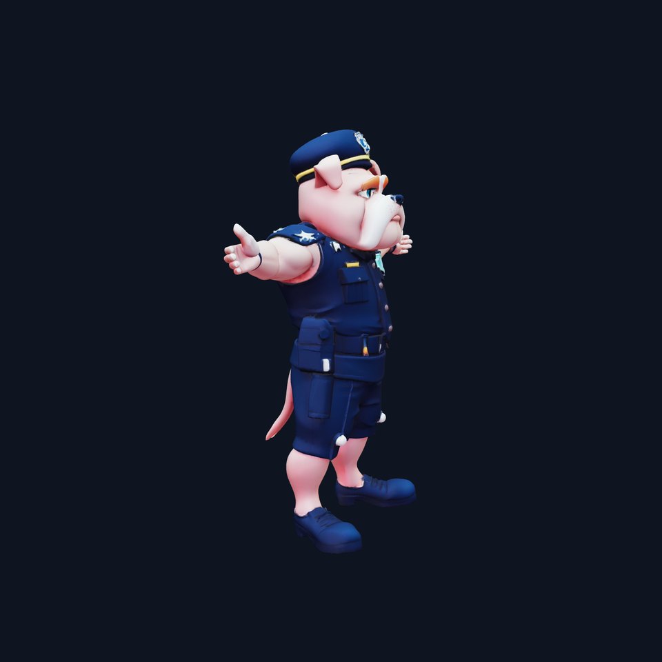 Cartoon Bulldog Officer model pack
