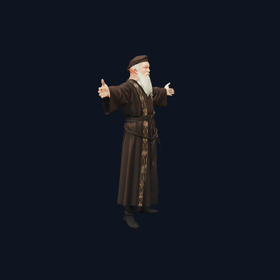 Wise Elder Brown Robe model pack