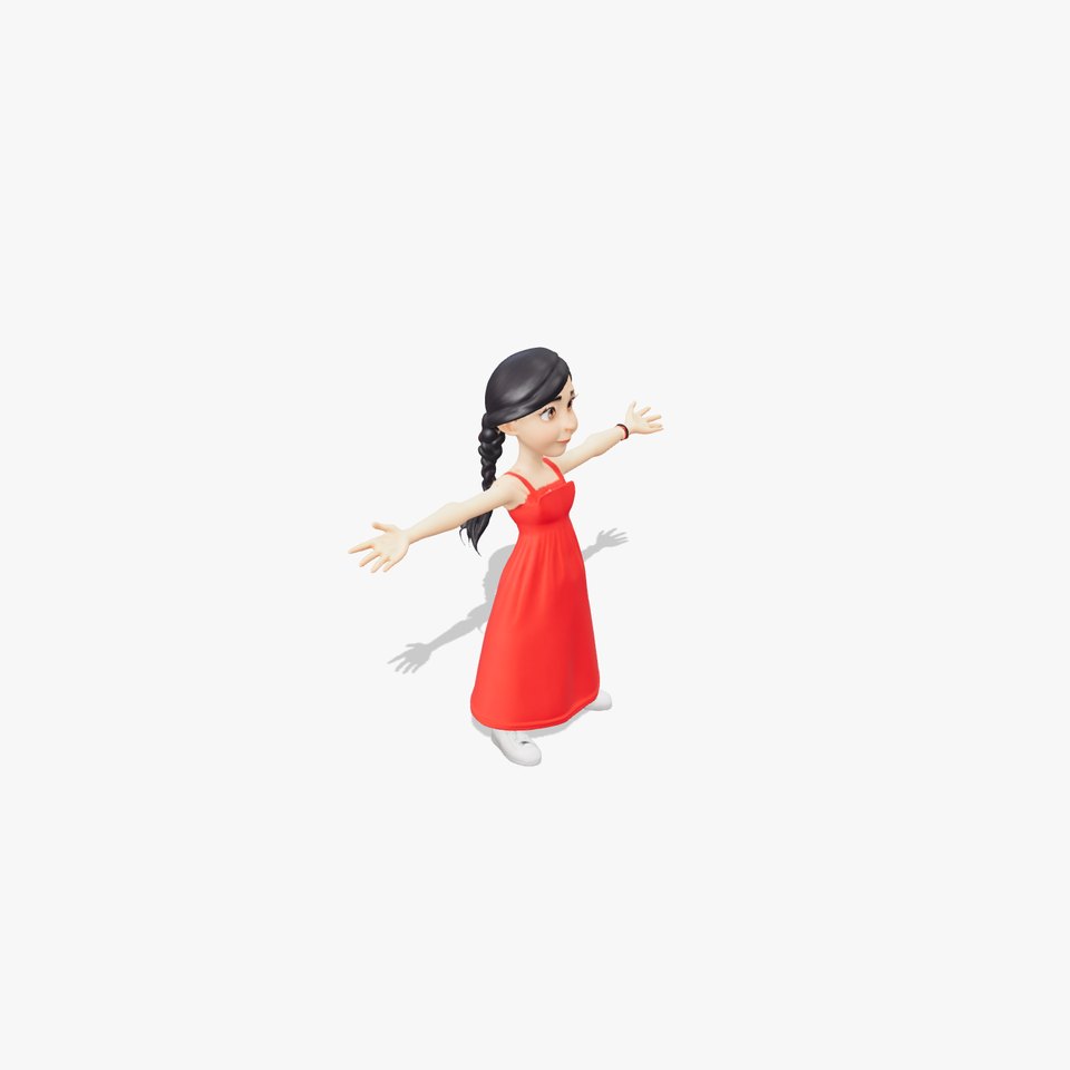 Youthful Character in Red Dress model pack